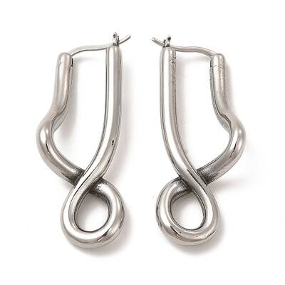 Left and Right Non-Tarnish 304 Stainless Steel Twist Infinity Hoop Earrings for Women