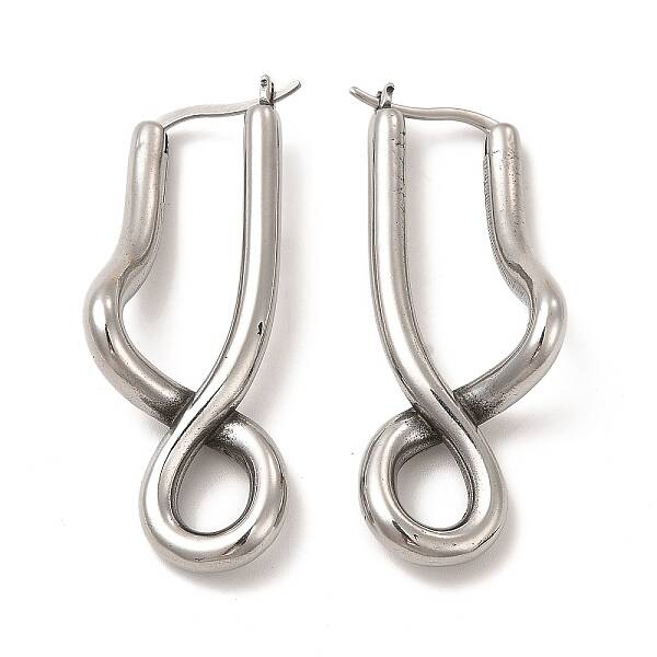 Left and Right Non-Tarnish 304 Stainless Steel Twist Infinity Hoop Earrings for Women