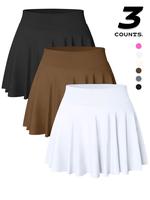 Women's 2 in 1 Solid Color Skort, Casual Comfy Elastic Waist Skort for Daily Wear, Tennis Attire, Ladies Bottoms for All Seas...
