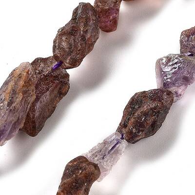 Raw Rough Natural Purple Lodolite Quartz Beads Strands