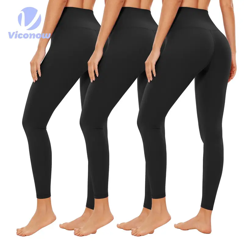 Viconow Black High Waisted Leggings for Women - Buttery Soft Workout Yoga Athletic Leggings Breathable Comfortable