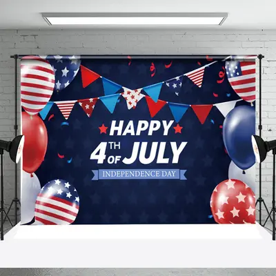 July 4 Red Blue Balloon Independence Day Backdrop - Aperturee