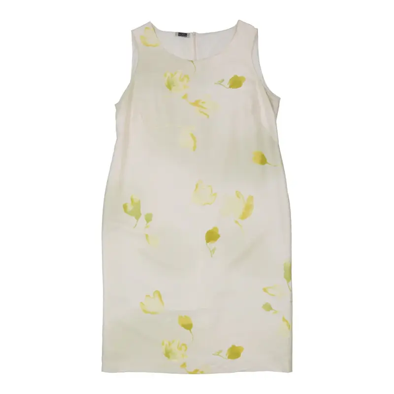 Krizia Midi Dress - Large Cream Silk | Size: large