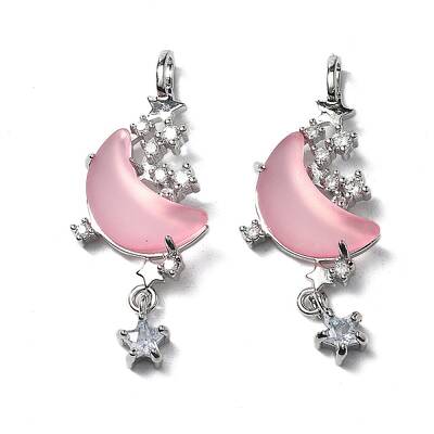 Brass Micro Pave Cubic Zirconia with Resin Pendants