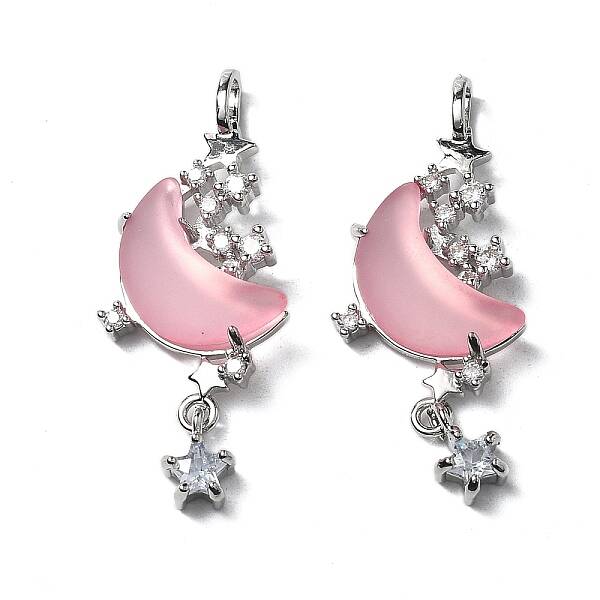 Brass Micro Pave Cubic Zirconia with Resin Pendants