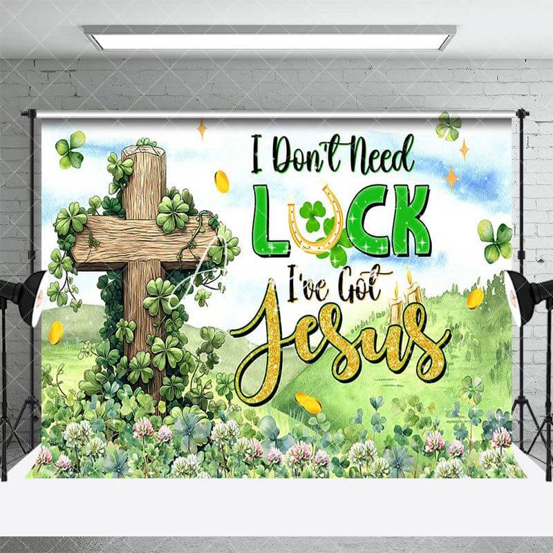 Aperturee Green Clover Field Cross St Patricks Day Backdrop, 3X2FT(1MX0.6M), 14 USD, st patricks day backdrops, AHF428A-M