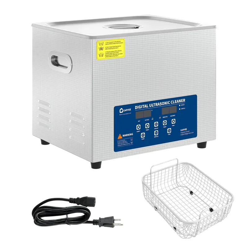Garvee Professional Ultrasonic Cleaner - 40kHz Digital Cleaning Machine with Stainless Steel Tank, Heated, Timer, Basket - He...