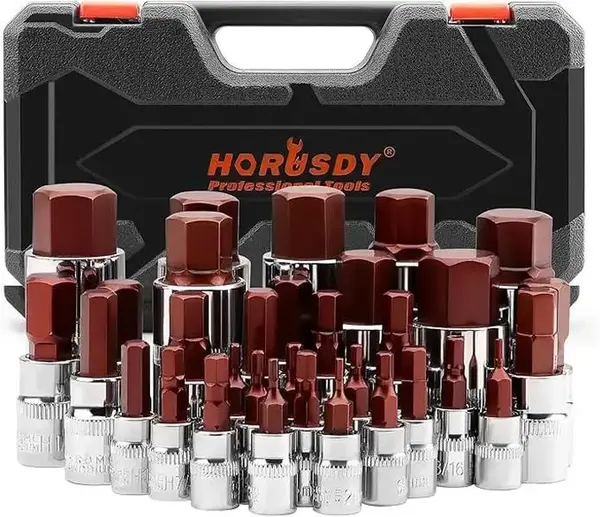 HORUSDY Allen Socket Set | 32-Piece Hex Bit Socket Set | S2 Steel Socket | SAE and Metric | 1/4\