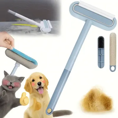 Upgraded Reusable Pet Hair Remover Brush – Extra-Long Handle Lint Cleaner for Dog & Cat Hair, Washable Multi-Surface Tool f...