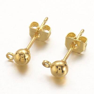 Golden Color Brass Post Earring Findings
