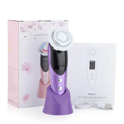 7-in-1 Facial Massager EMS Micro-current Color Light Vibration LED Beauty Purifying Introducer Skin Care Beauty Device | Colo...