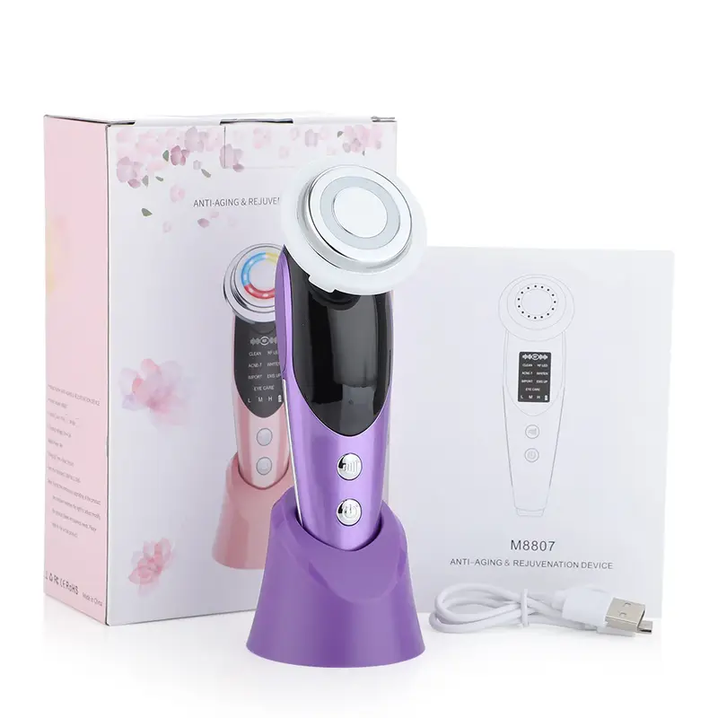 7-in-1 Facial Massager EMS Micro-current Color Light Vibration LED Beauty Purifying Introducer Skin Care Beauty Device | Colo...