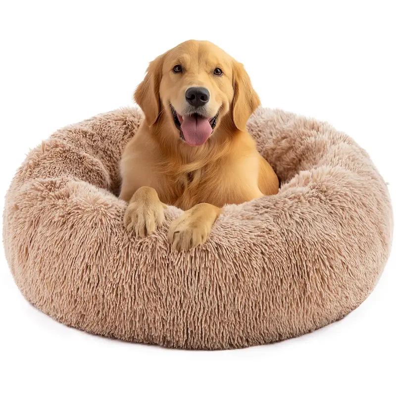 【Deal】Sweetcrispy Official Soothing Donut Pet Bed for Cats & Pups | Machine-Washable Cozy Nest | Plush Waterproof Faux Fu...