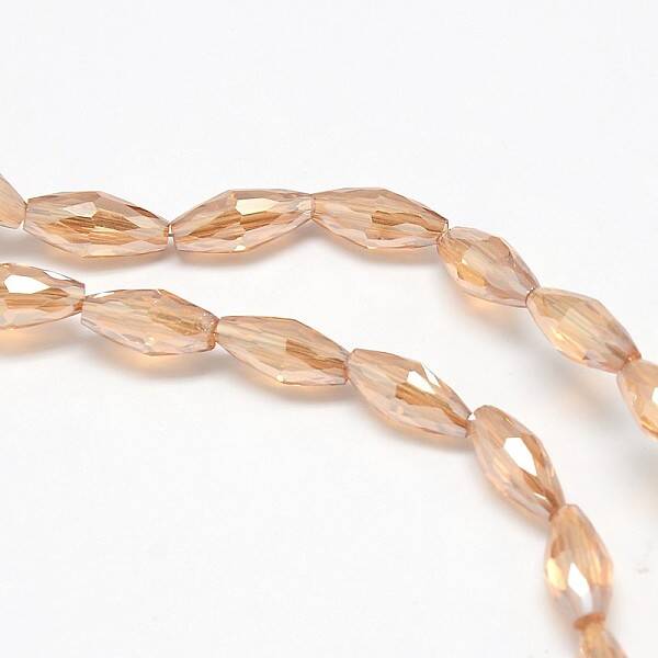 Electroplate Crystal Glass Rice Beads Strands