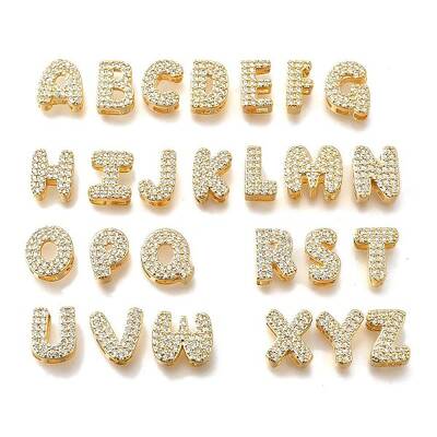 Brass Micro Pave Cubic Zirconia Beads