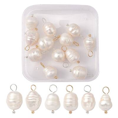 12Pcs 2 Colors Natural Cultured Freshwater Pearl Pendants