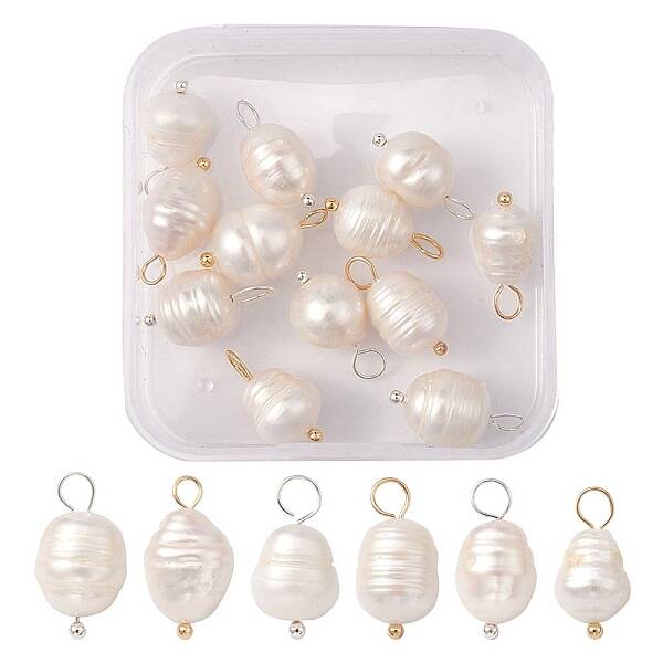 12Pcs 2 Colors Natural Cultured Freshwater Pearl Pendants