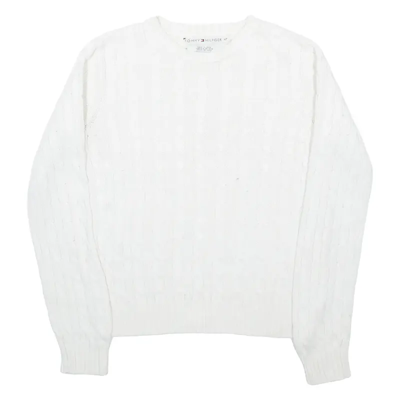 TOMMY HILFIGER Womens Jumper White Cable Knit S