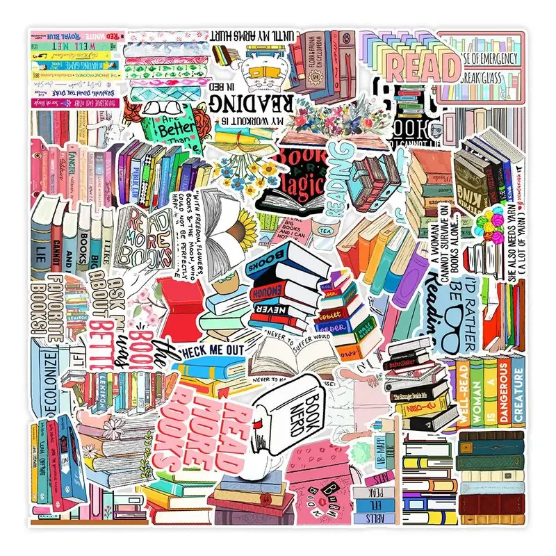 50pcs DIY Book Series Decorative Graffiti Sticker, Scrapbooking & Journal Making Material Paper, PVC Waterproof DIY Decorativ...