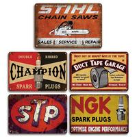 Vintage Themed Tin Sign Set, 5 Counts/set Retro Garage & Cave Decor for Men, Ideal for Old Car Shops, Oil Stations & Home Wal...