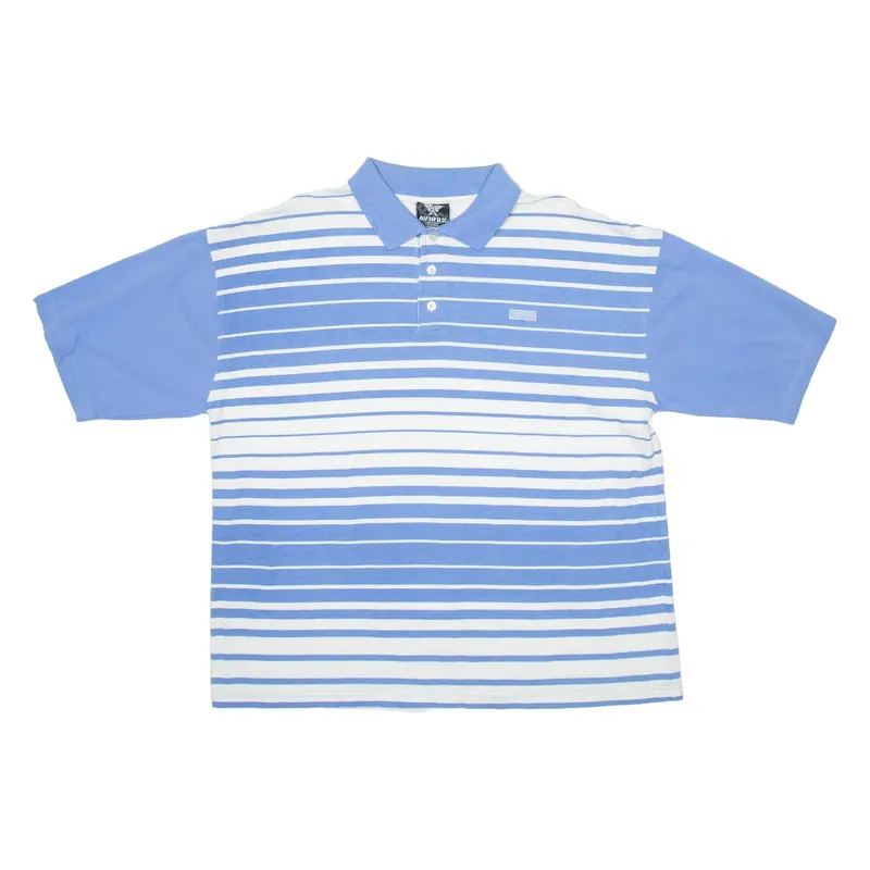 AVIREX Mens Polo Shirt Blue Striped XL