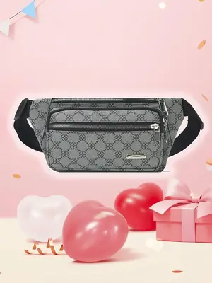 Men's Minimalist Casual All over Print Bum Bag, Fashionable Bum Bag with Adjustable Strap for Work & Daily Used