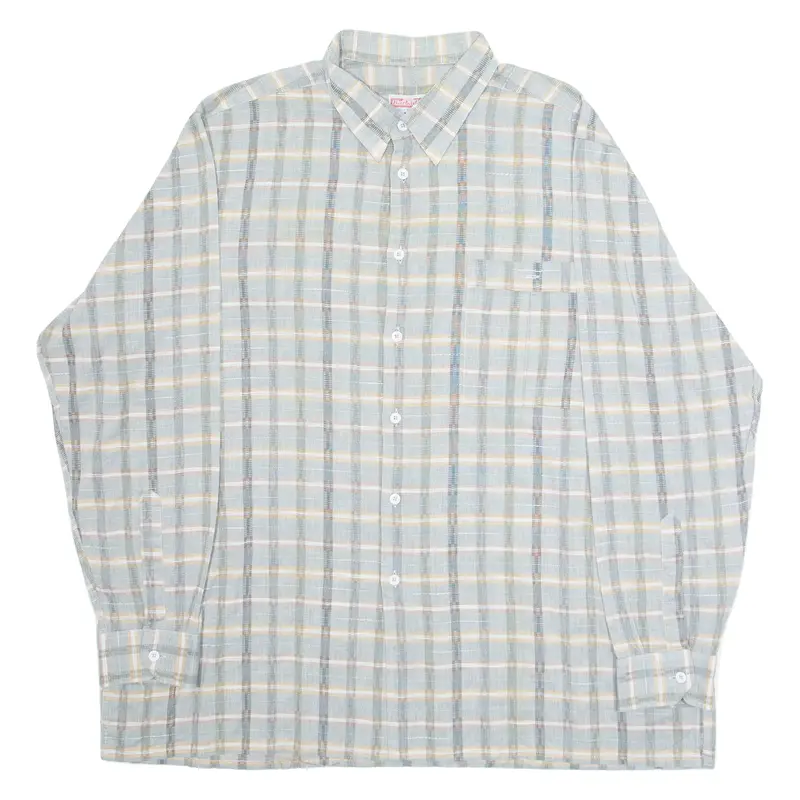 BARBADOS Mens Shirt Grey Check Long Sleeve XL