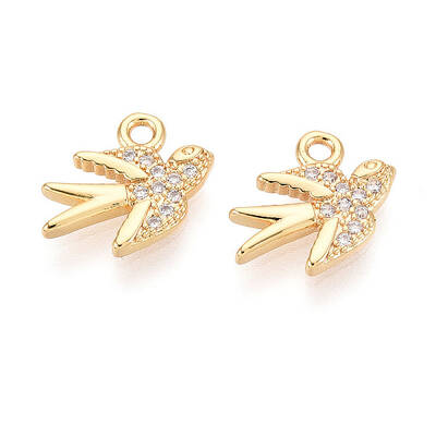 Brass Micro Pave Clear Cubic Zirconia Pendants