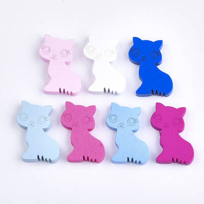 Kitten Natural Wood Beads