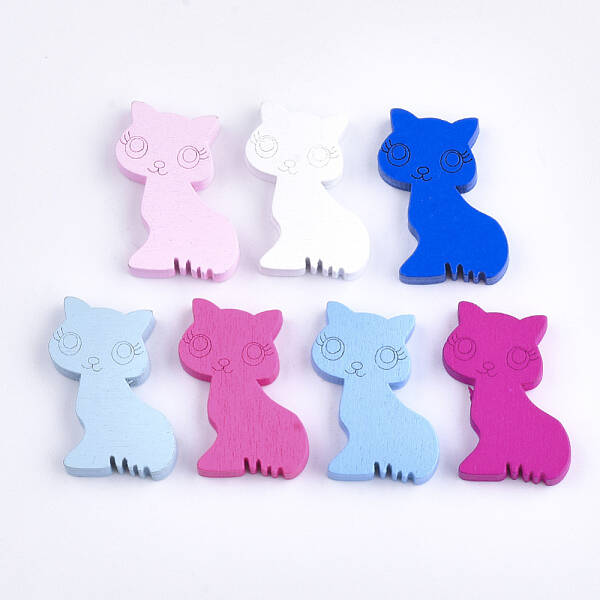 Kitten Natural Wood Beads
