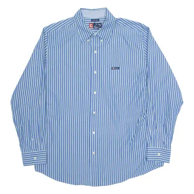 CHAPS Mens Shirt Blue Pinstripe Long Sleeve L