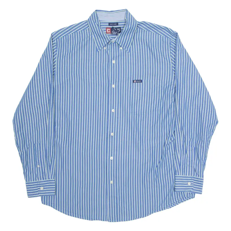 CHAPS Mens Shirt Blue Pinstripe Long Sleeve L