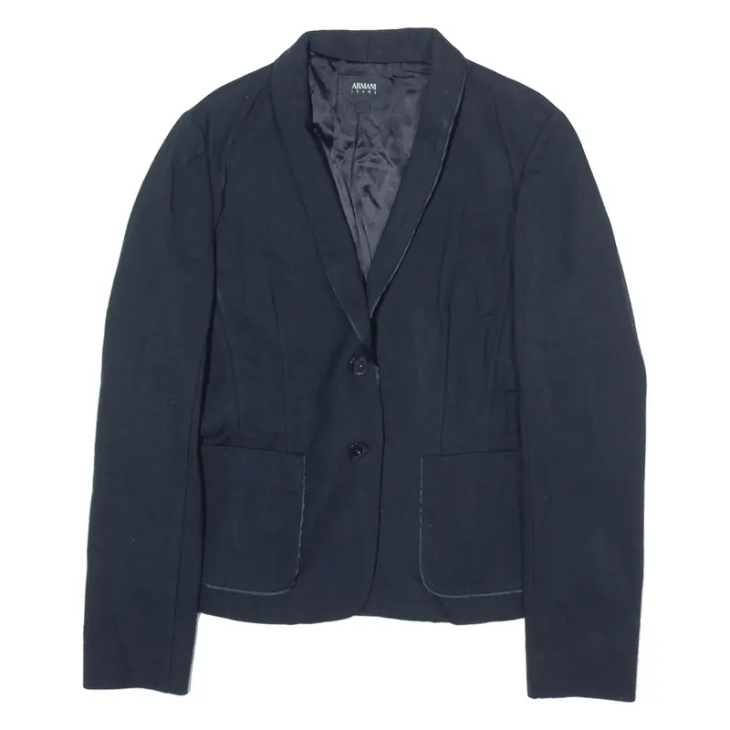 ARMANI JEANS Womens Blazer Jacket Blue Viscose UK 16