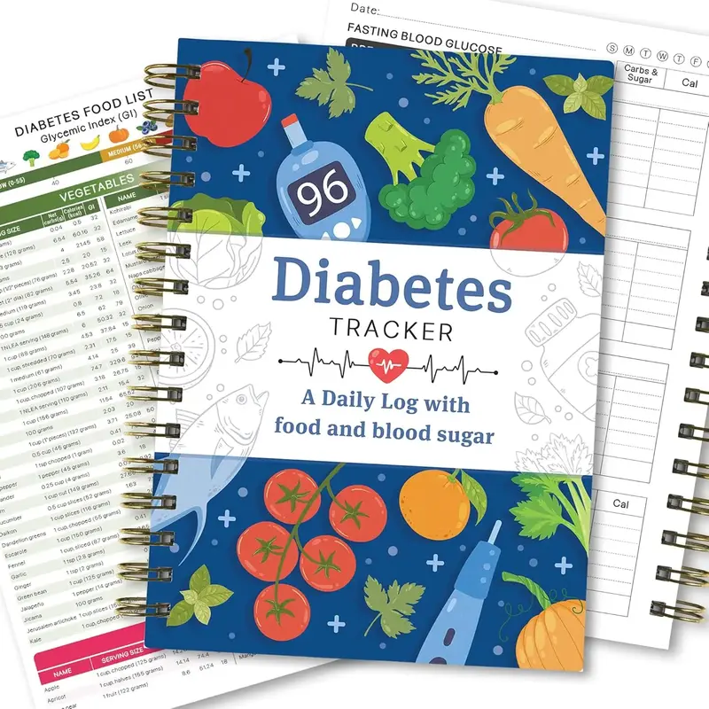 Diabetes Tracker Book with Food List, Low Carb Glycemic Index Serving Size Calories Guide for Effective Management Educationa...