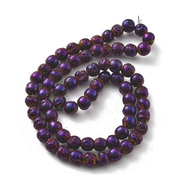 Electroplated Natural Lava Rock Beads Strands