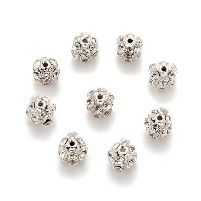 Brass Clear Rhinestone Beads