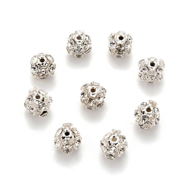 Brass Clear Rhinestone Beads