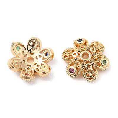 Brass Micro Pave Colorful Cubic Zirconia Bead Caps