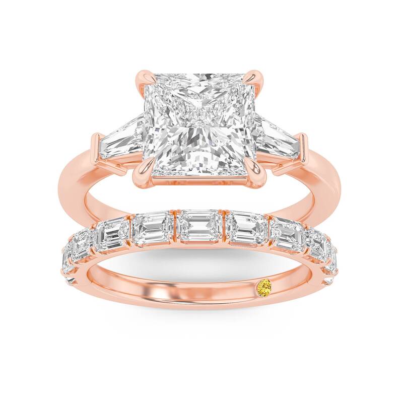 Valentina Lab Grown Princess Cut Diamond Engagement Ring with the Juliet Wedding Band | 14K Rose Gold 1 3/4 ct. tw.