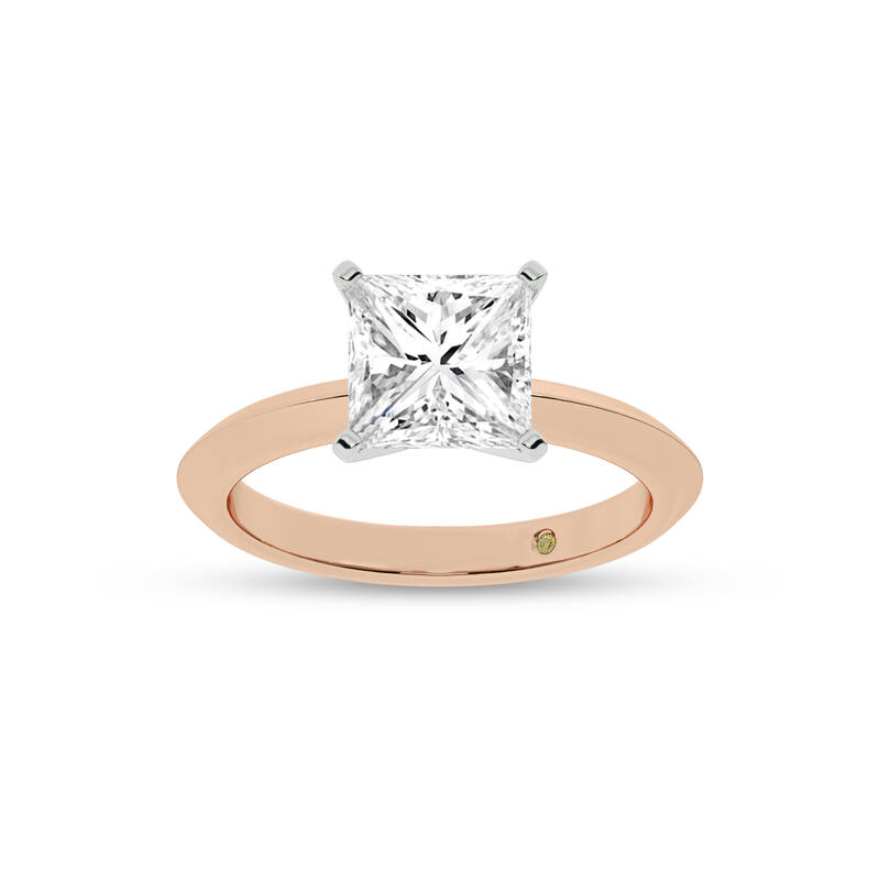 Prism Knife Edged Four Prong Princess Cut Lab Grown Solitaire Diamond Ring | 18K Rose Gold 4 CT. TW.