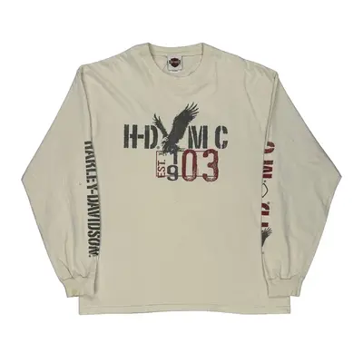 Myrtle Beach Harley Davidson Graphic Long Sleeve T-Shirt - XL Cream Cotton