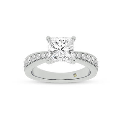 Rome  Classic Pavé Set Princess Cut Lab Grown Diamond Engagement Ring | White Gold 1 1/4 - 4 3/8 CT. TW.