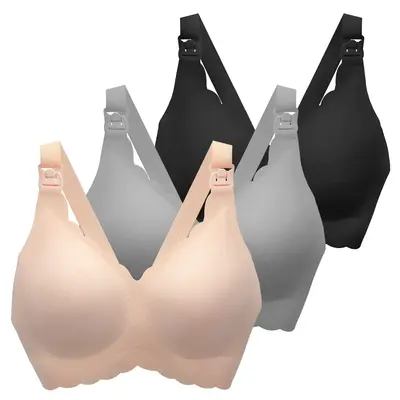 3 Packs Nursing Bras for Breastfeeding, Seamless Ultra Comfort Maternity Bra, Natural Shape Pregnancy Bras for Women Postpart...