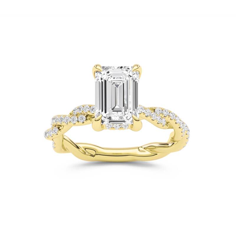 ChiraTan Emerald Cut Lab Grown Diamond Engagement Ring | 10K Yellow Gold 2 7/8 CT. TW.