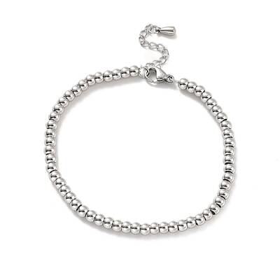 Non-Tarnish 201 Stainless Steel Round Beaded Bracelet for Women