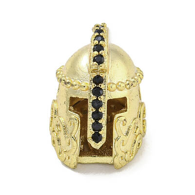 Brass Micro Pave Black Cubic Zirconia Beads