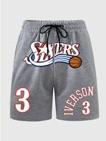 Men's Basketball Print Shorts, Regular Fit Casual Comfy Breathable Shorts for Daily Wear, Men's Bottoms for Summer, Athletic ...
