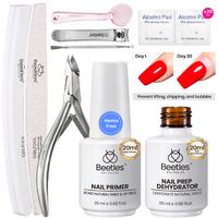 Beetles Nail Prep Kit Nail Dehydrator and Primer Nail Care Tool Kit 20ml Large Capacity Acid-Free & Hema-Free Dehydrate Bond ...