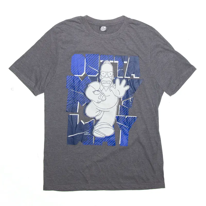 THE SIMPSONS Homer Football Outta My Way Grey USA Short Sleeve T-Shirt Mens L
