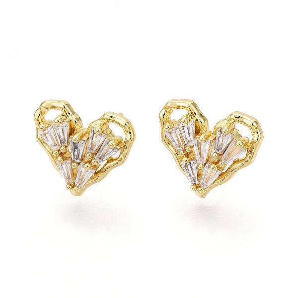 Cubic Zirconia Heart Stud Earrings